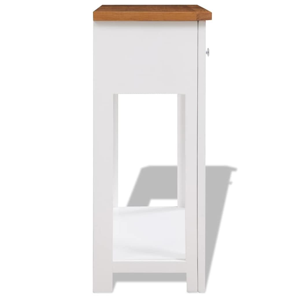 Solid Oak Wood Console Table with 2 Drawers P699