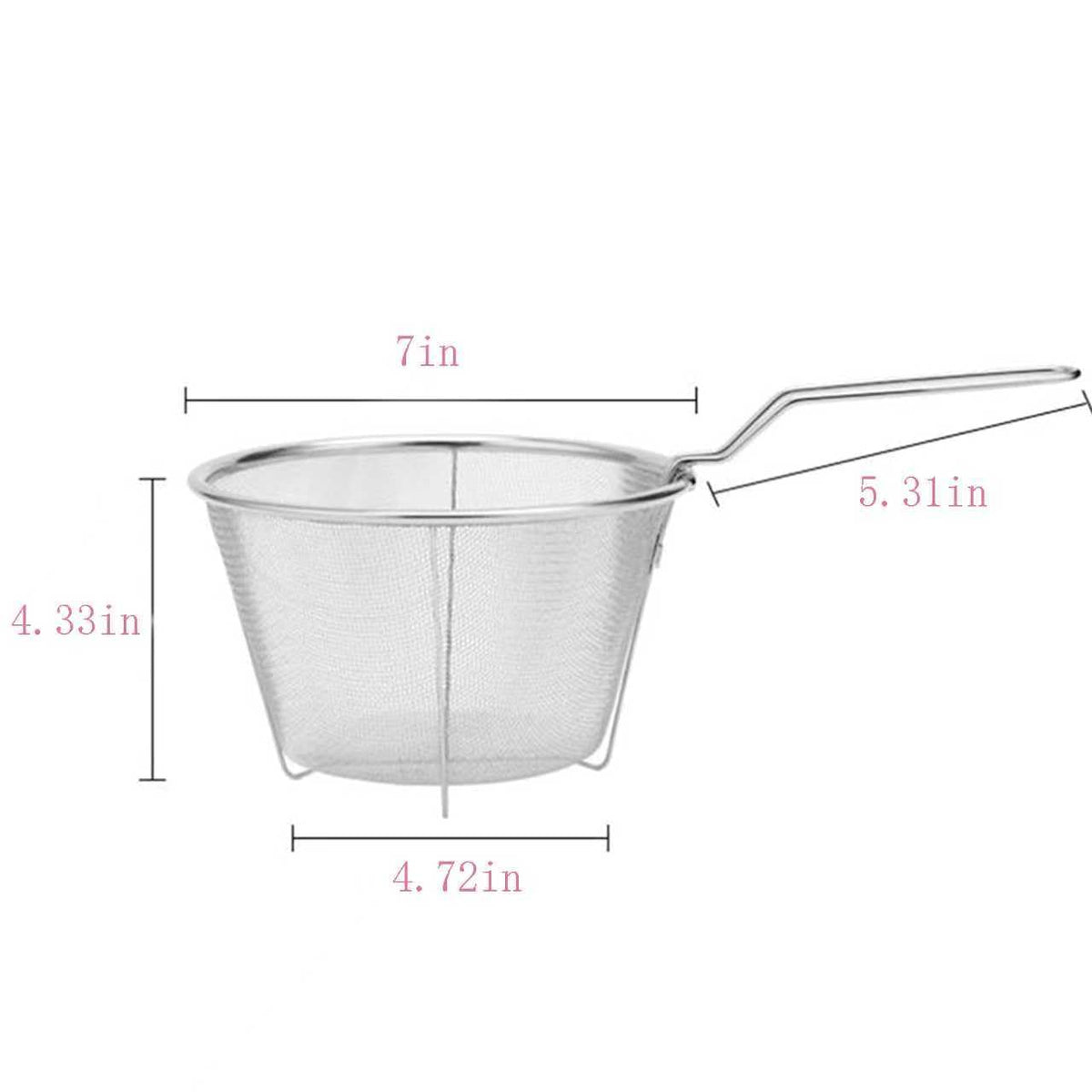 7-Inch Round Stainless Steel Deep Fryer Basket F558