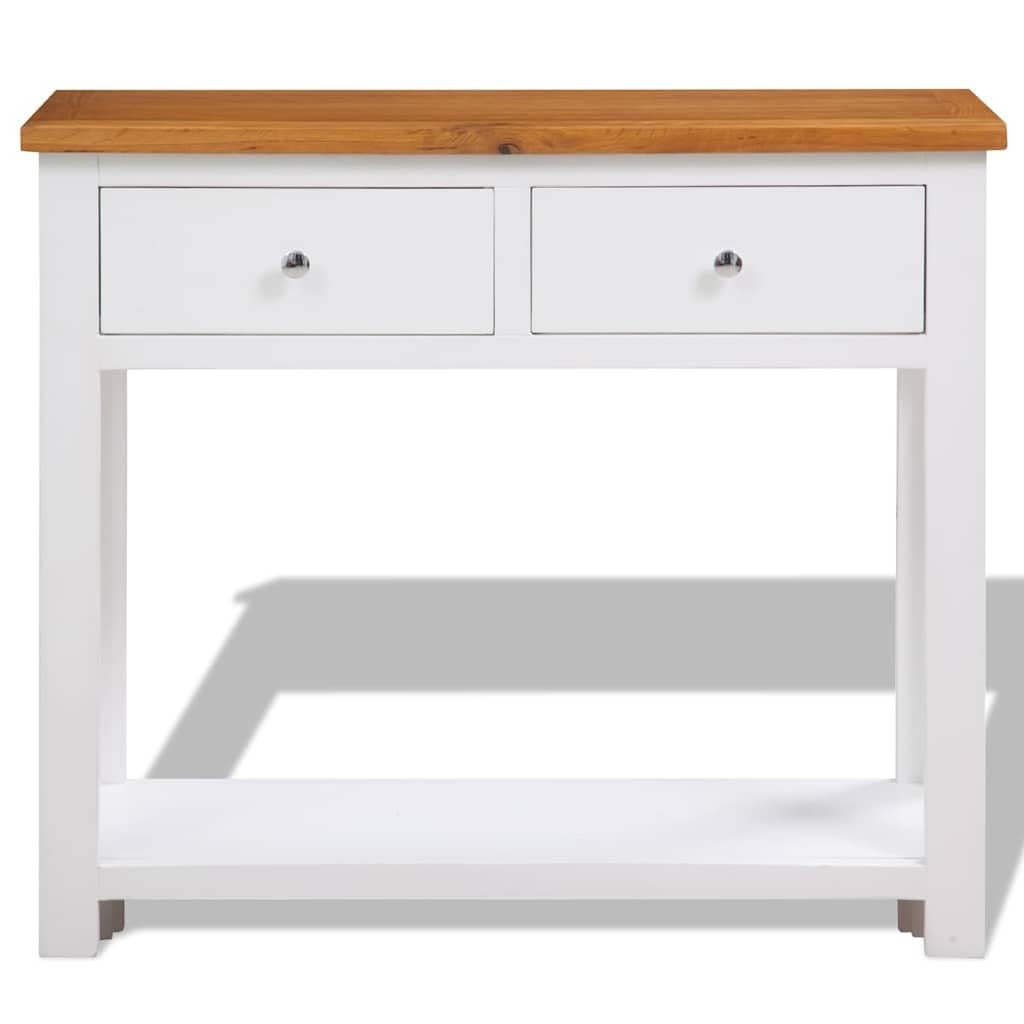 Solid Oak Wood Console Table with 2 Drawers P699