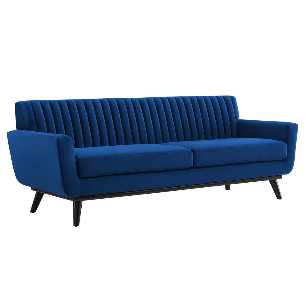Navy Channel Tufted Performance Velvet Sofa S114983