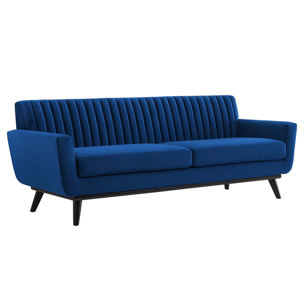 Navy Channel Tufted Performance Velvet Sofa S114983