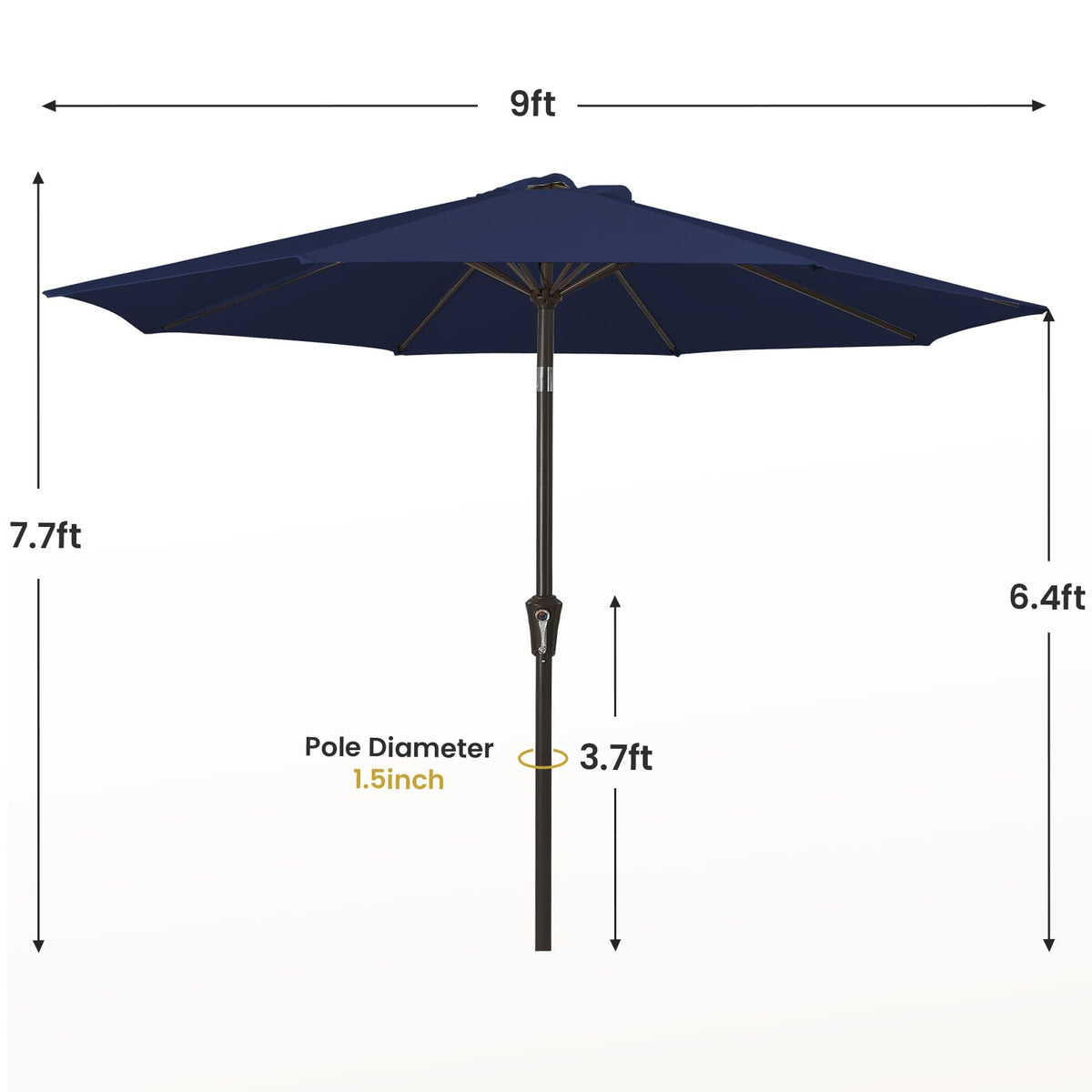 9ft Patio Umbrella with Push Button Tilt and Crank D297