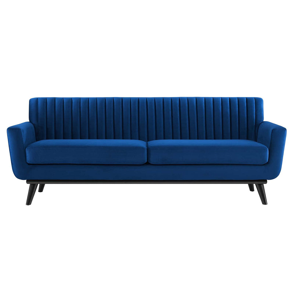 Navy Channel Tufted Performance Velvet Sofa S114983
