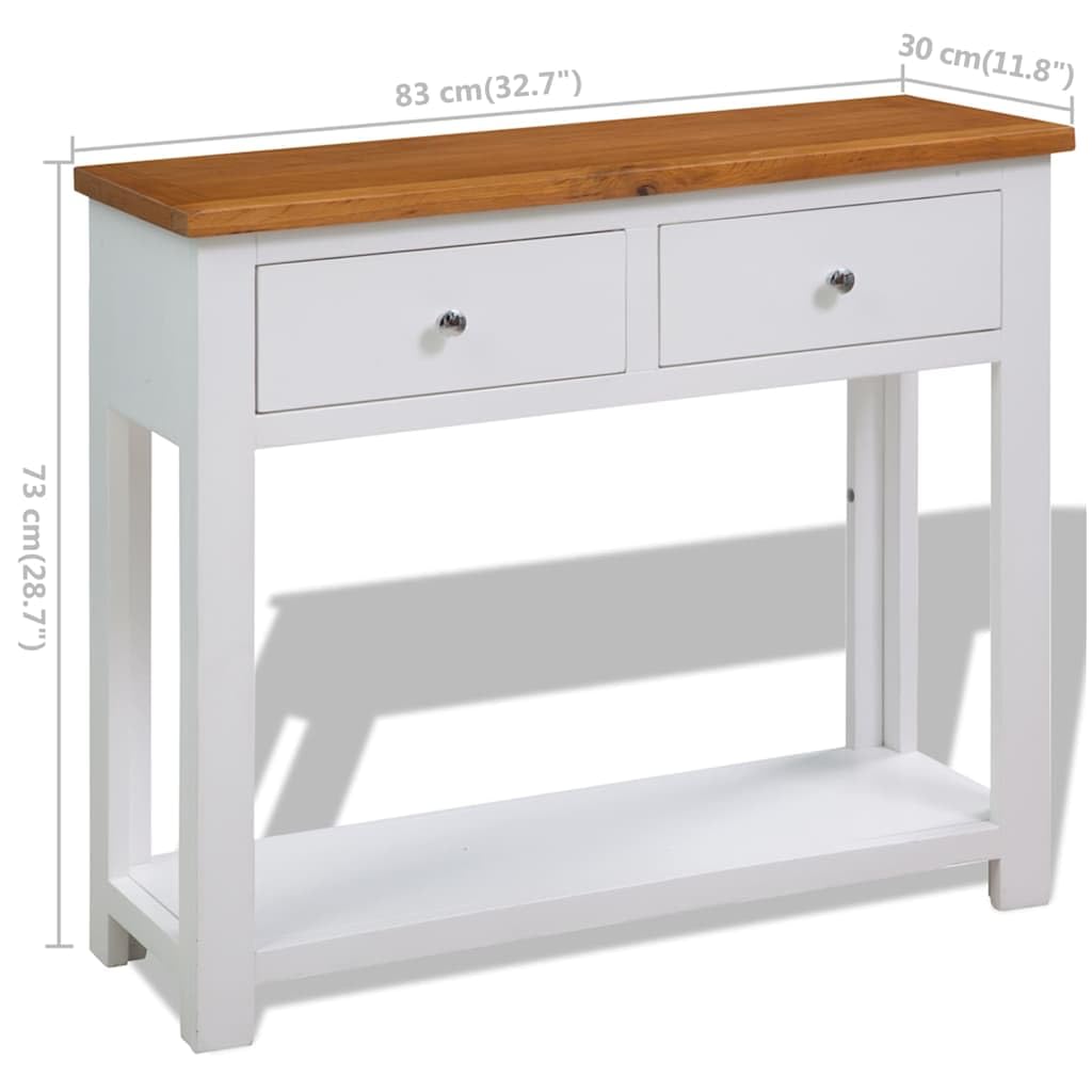 Solid Oak Wood Console Table with 2 Drawers P699