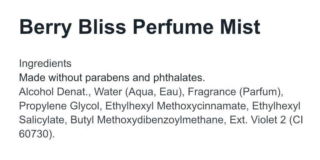 Fruit Fusion Berry Bliss Perfume Mist 8 oz J4585