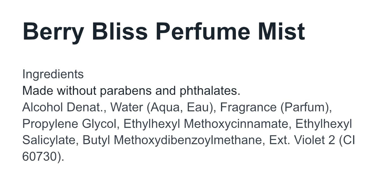 Fruit Fusion Berry Bliss Perfume Mist 8 oz J4585