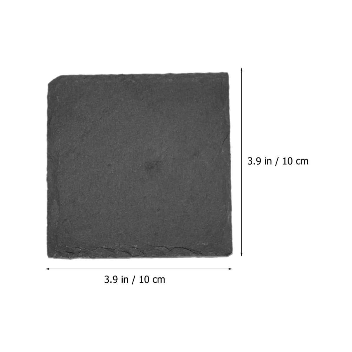 Black 12pcs Natural Stone Coaster Set G84336