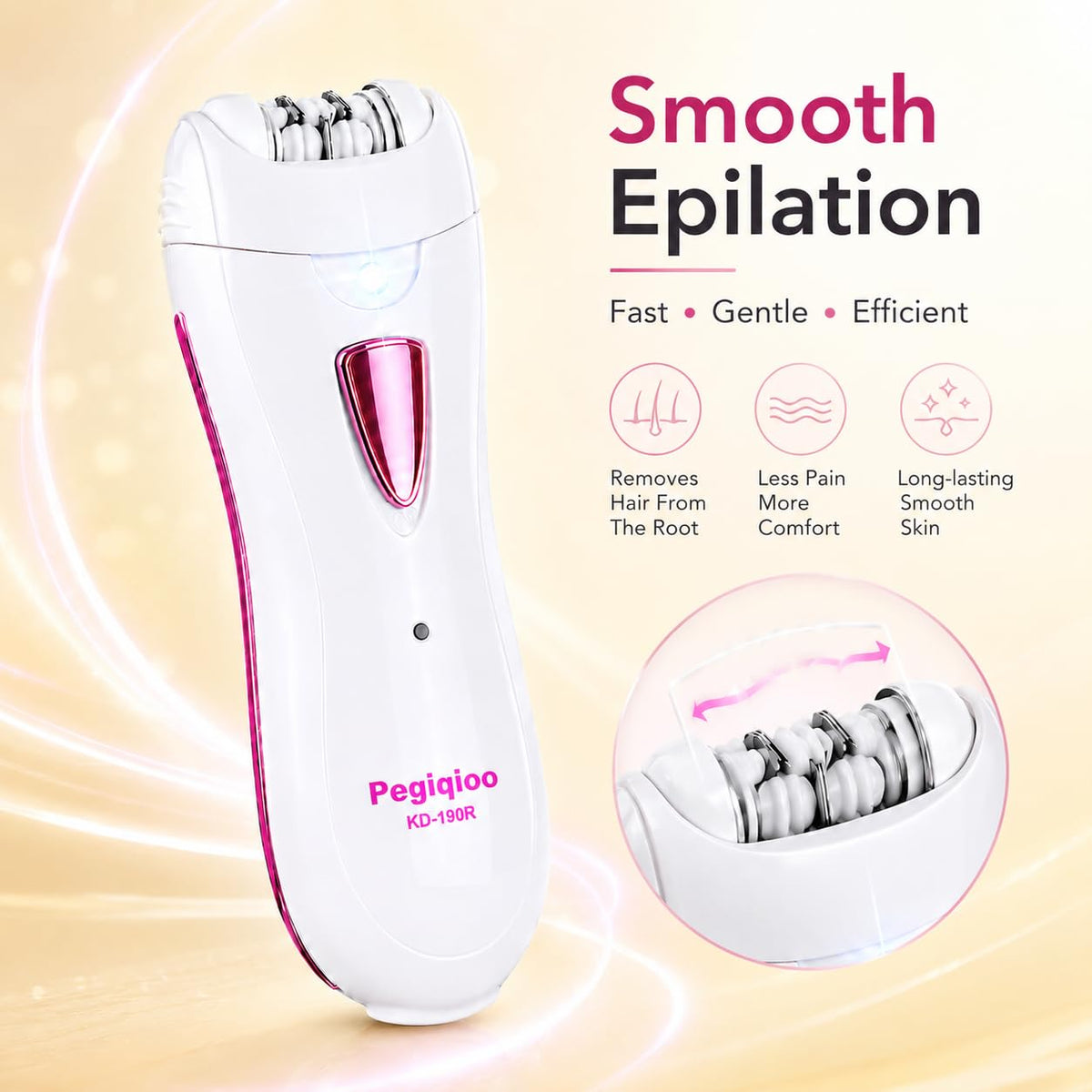 Facial Epilator with LED Light, Portable Rechargeable Body Epilator U729023
