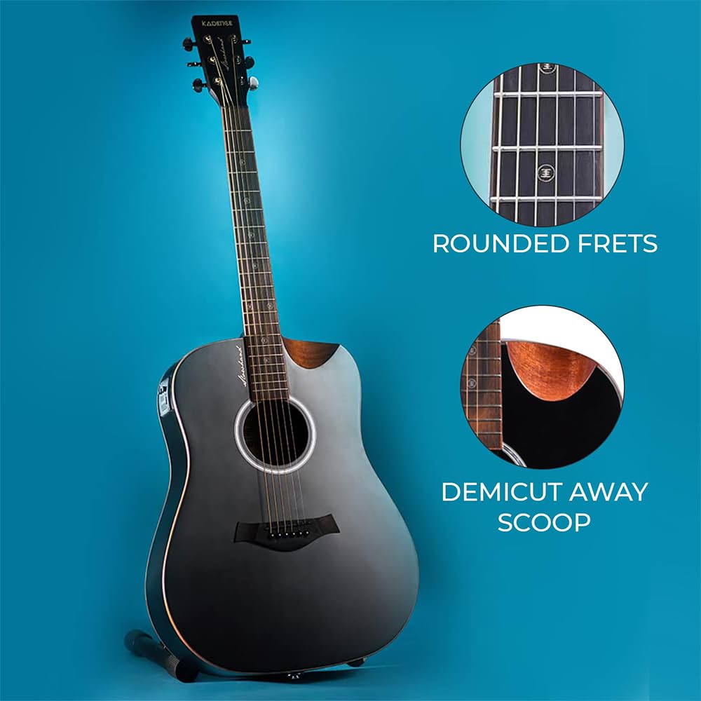 41” Black Spruce Wood Electro-Acoustic Guitar with Built-in Pickup B109610