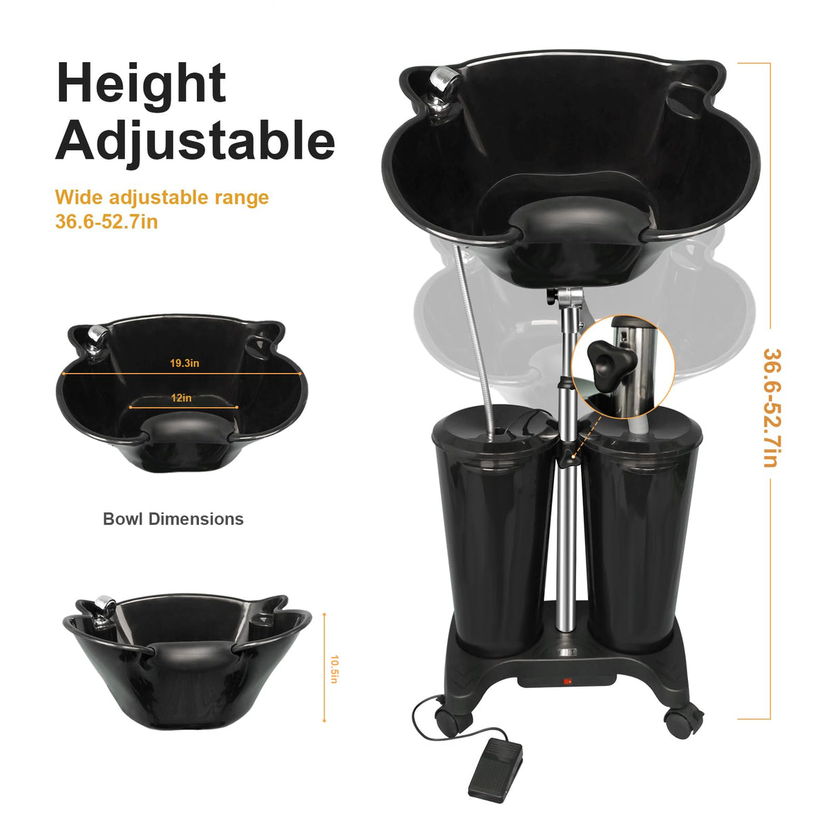 Portable Shampoo Bowl with Electric Pump and Water Tanks P724003