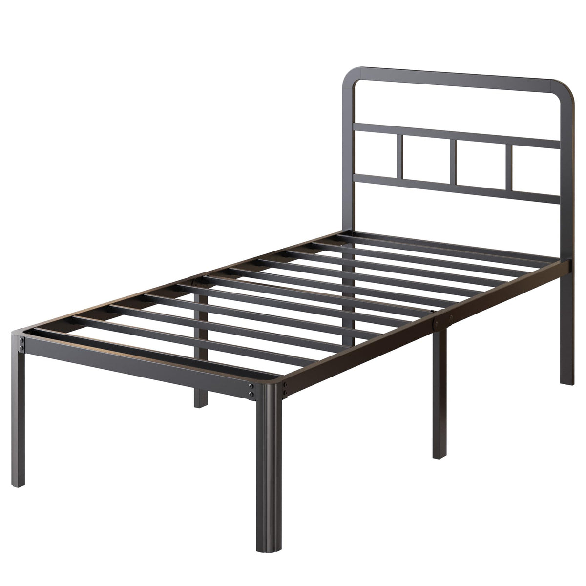 18 Inch Twin XL Black Metal Bed Frame with Headboard A338238