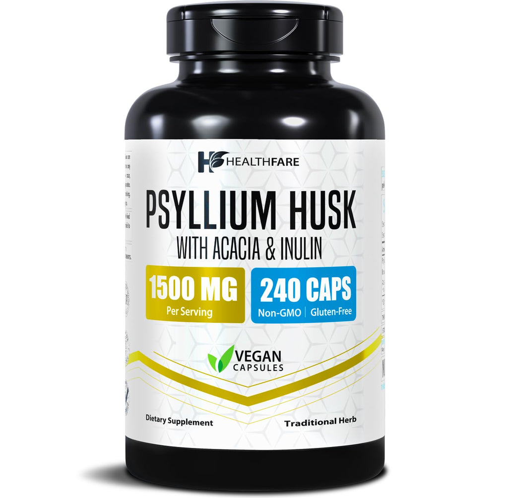 1500mg 240 Vegan Capsules Psyllium Husk Fiber Supplement U976982