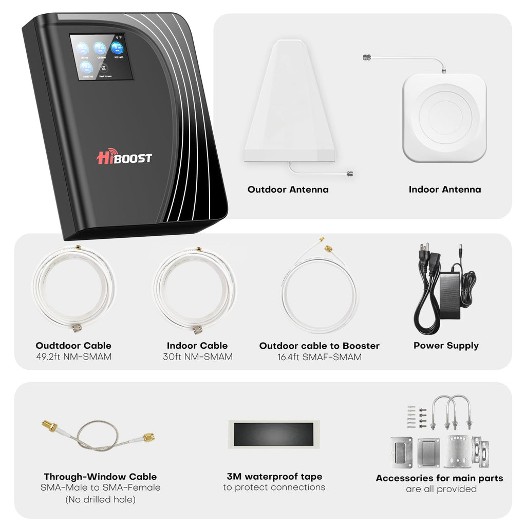 Cell Phone Booster 9,000 Sq Ft 4G LTE 5G LCD Touch Screen 70dB Gain G24894