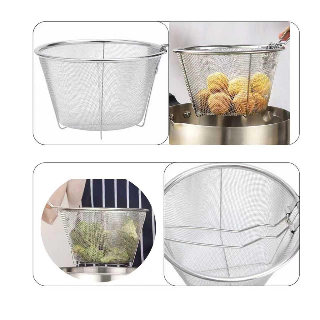7-Inch Round Stainless Steel Deep Fryer Basket F558