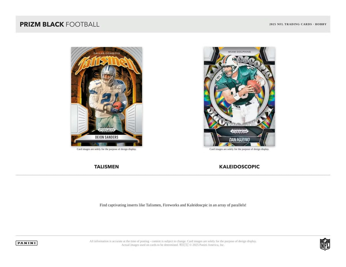 2025 Panini Prizm Black Football Trading Card Box Q82609