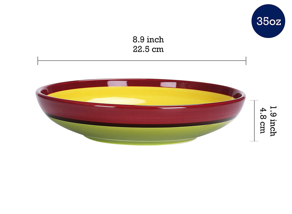 Ceramic Pasta Bowl Set of 9, Microwave & Dishwasher Safe I4494