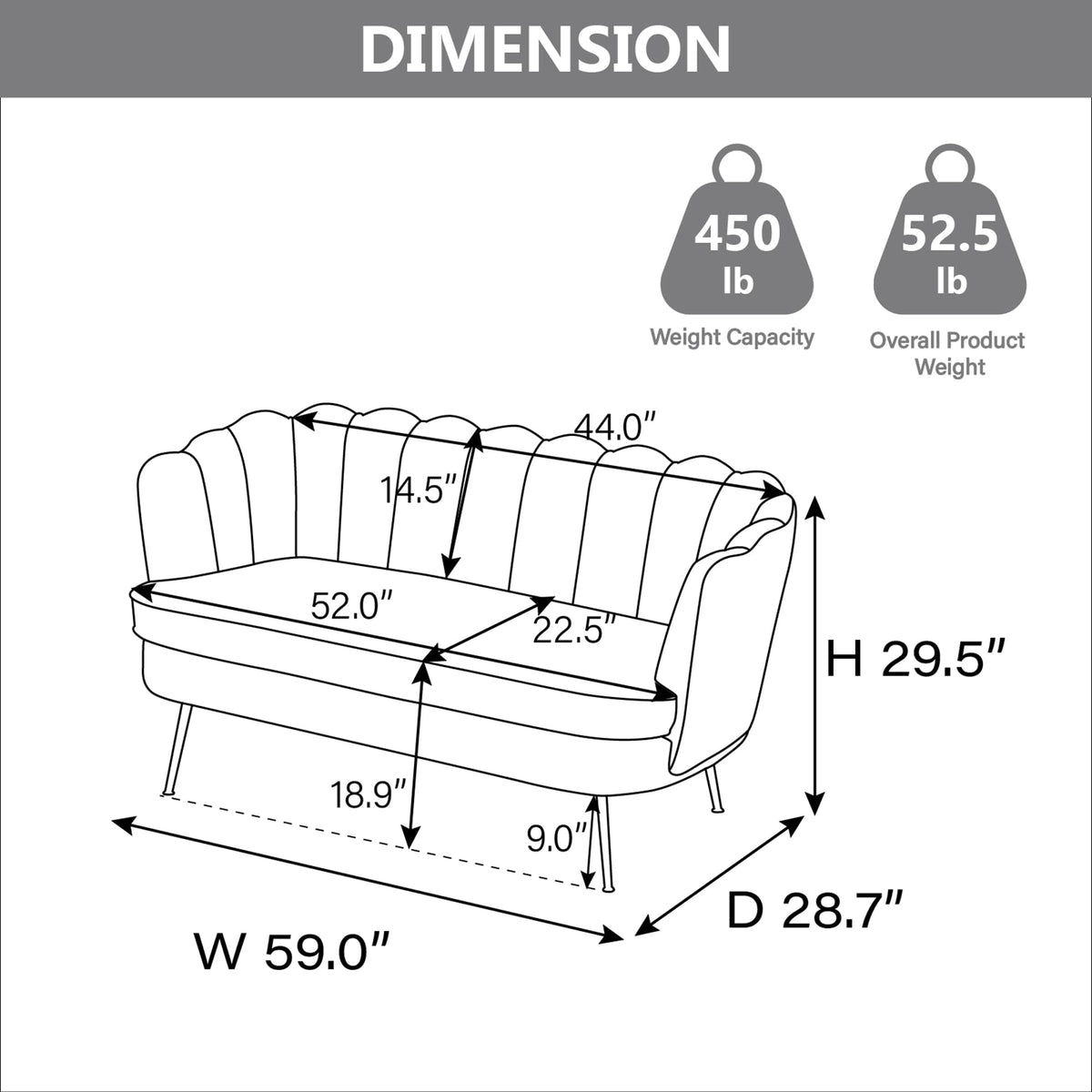 Light Grey Upholstered 2-Seater Loveseat V347382
