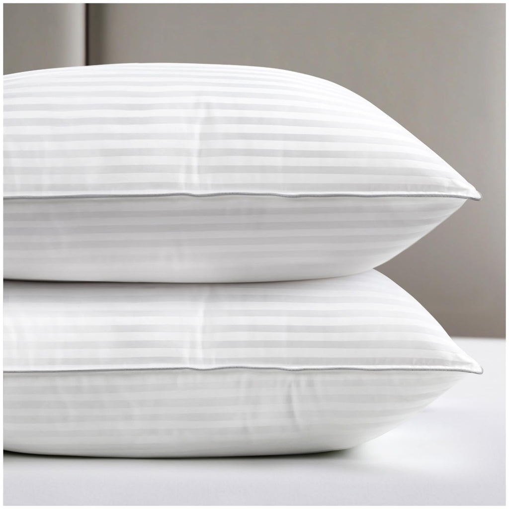 King Size Set of 2 Striped White Pillows C79780