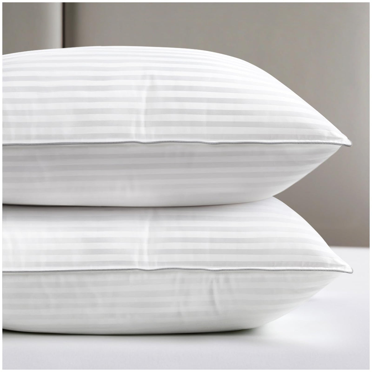 King Size Set of 2 Striped White Pillows C79780