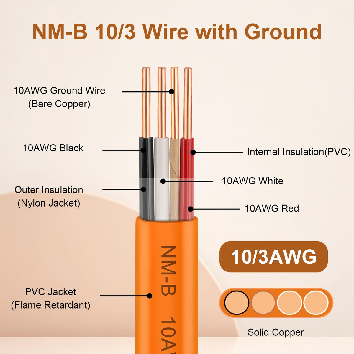 Solid Indoor Electrical Wire 100 FT Orange E203