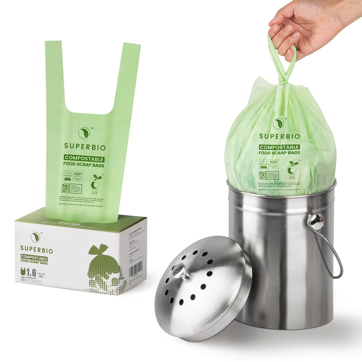 1.6 Gallon Compostable Food Scrap Bags X714