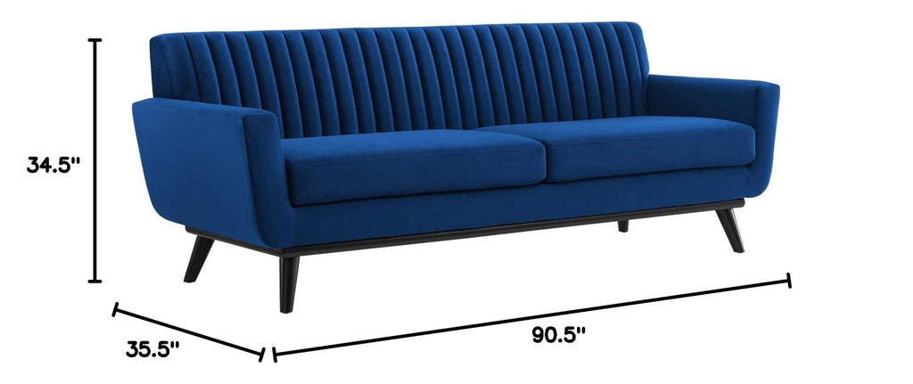 Navy Channel Tufted Performance Velvet Sofa S114983