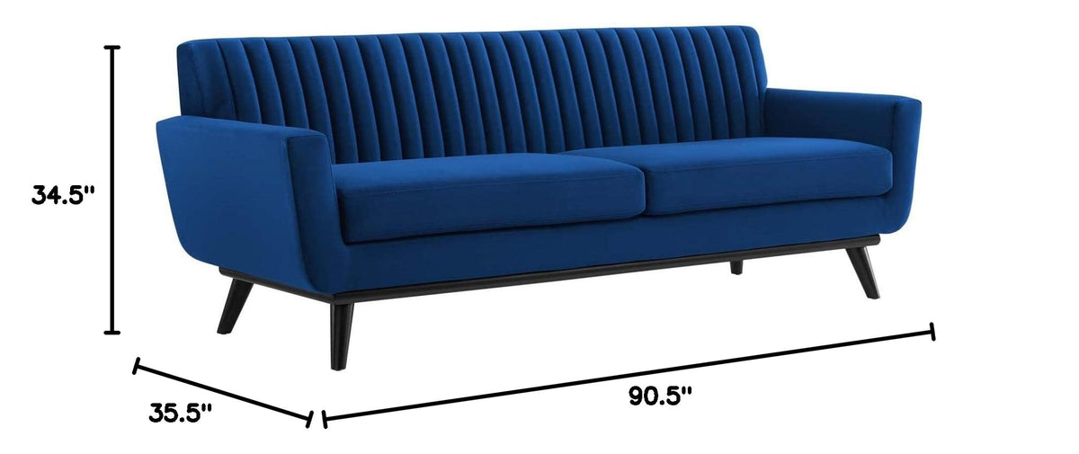 Navy Channel Tufted Performance Velvet Sofa S114983