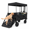 Large Dog Wagon Cart with Canopy, All-Terrain Wheels, Ramp Tailgate O33450