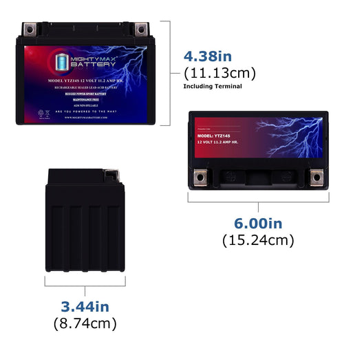 12 Volt 11.2 AH 230 CCA Rechargeable Maintenance Free SLA AGM Motorcycle Battery Pack of 8 W14910