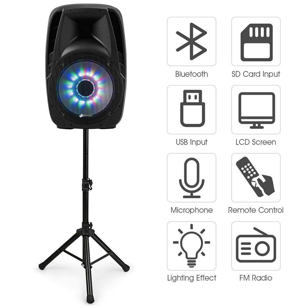 15" 1500W 2-Way Portable PA Speaker System F202358