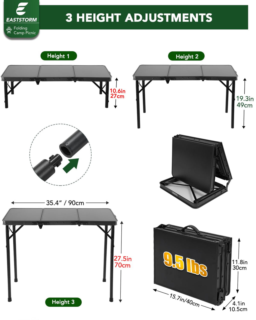 Small Folding Camping Table Black N870528