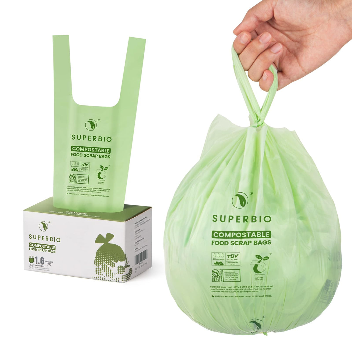 1.6 Gallon Compostable Food Scrap Bags X714