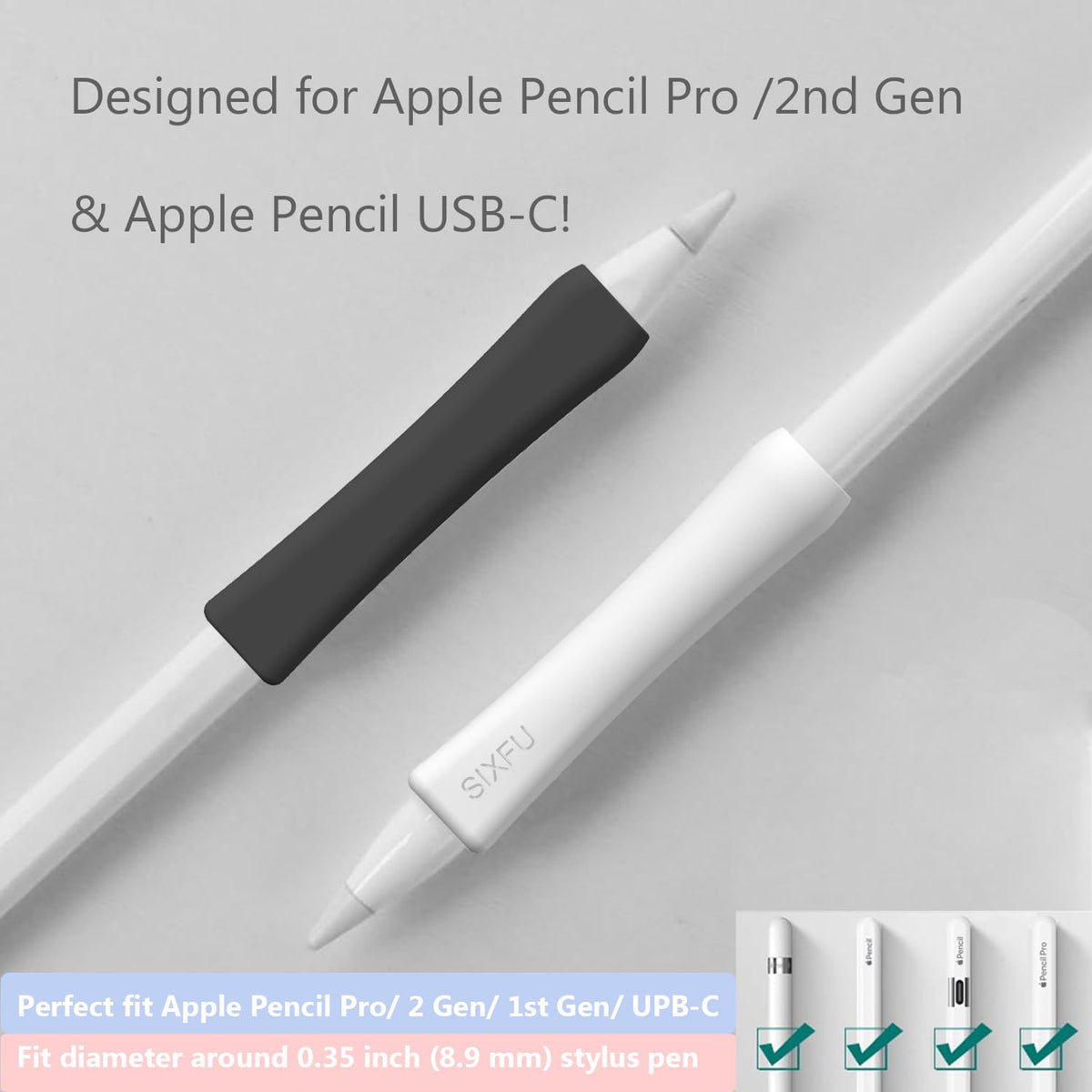 Black White 2 PCS Stylus Pen Grip P247459