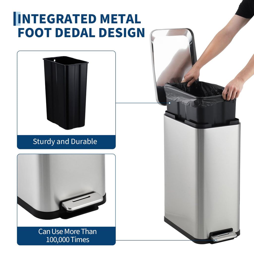 13.2 Gallon Stainless Steel Step Trash Can F213