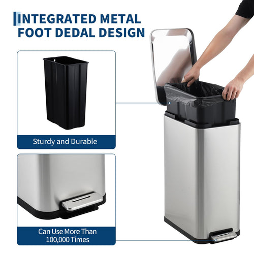 13.2 Gallon Stainless Steel Step Trash Can F213
