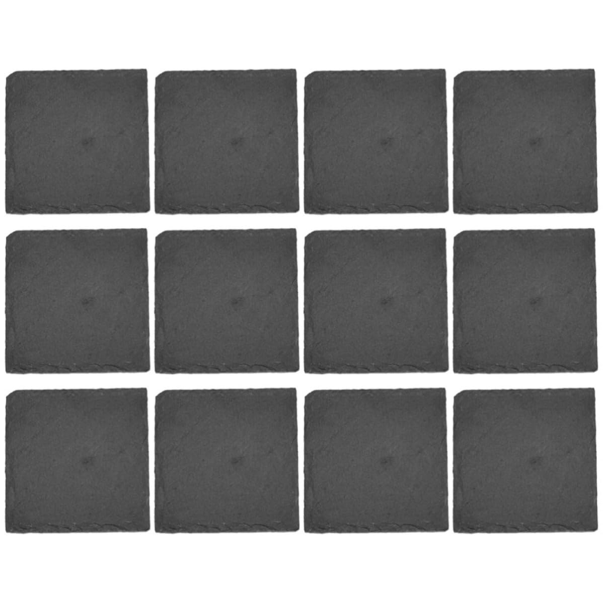 Black 12pcs Natural Stone Coaster Set G84336