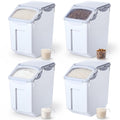 4 Pack 30 LB Airtight Dog Food Storage Container with Wheels Gray M7159