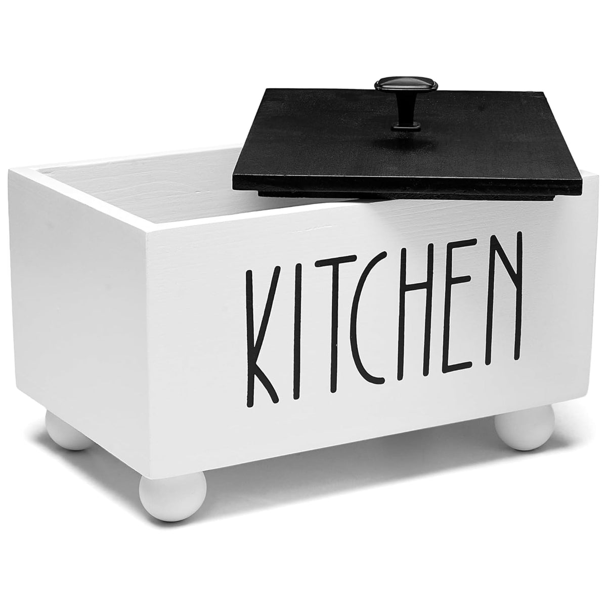 Solid Wood Kitchen Storage Bin with Lid Y403