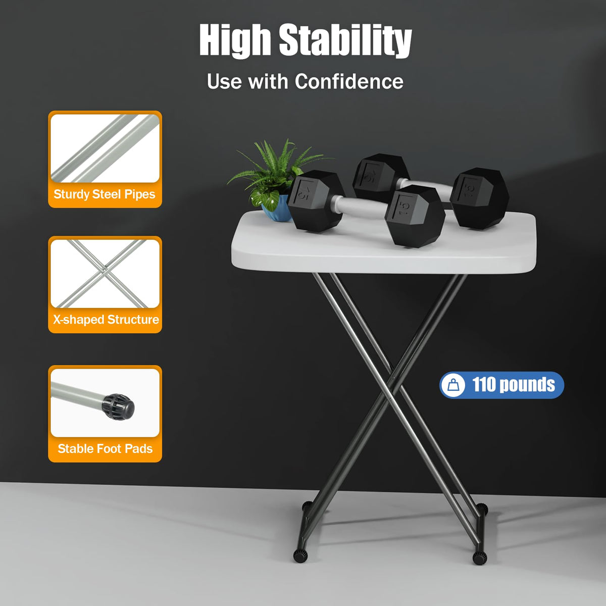 White 30" Folding Table B501742
