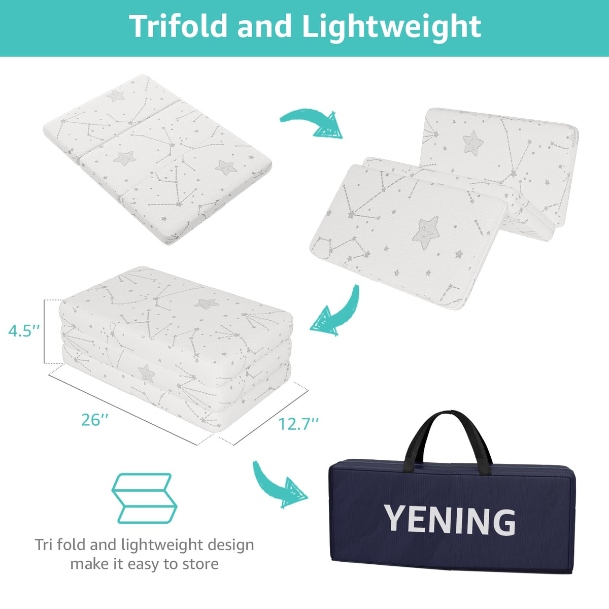 Organic Cotton Trifold Pack and Play Mattress Pad P9253