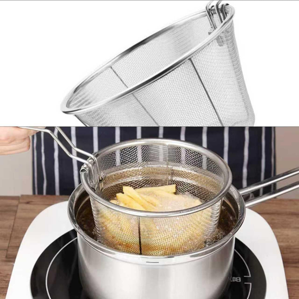 7-Inch Round Stainless Steel Deep Fryer Basket F558