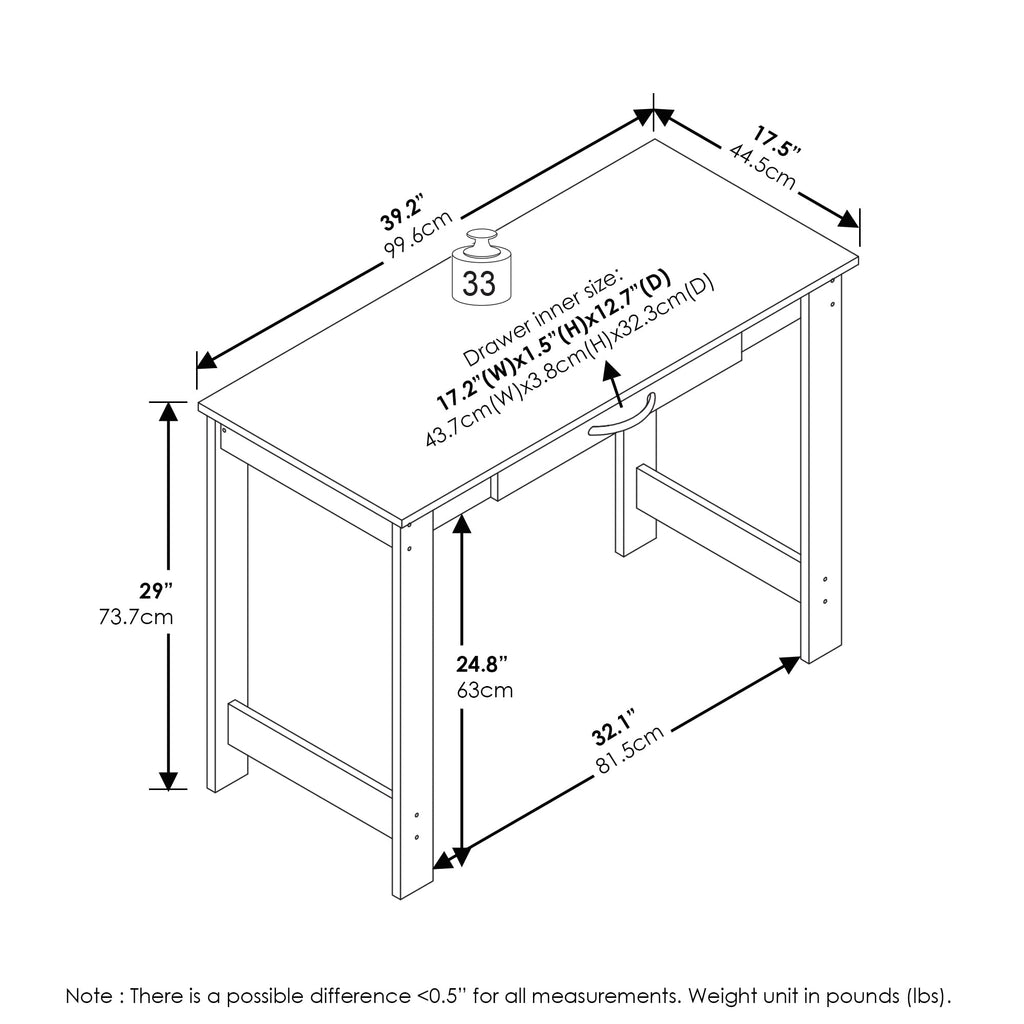 Black Writing Desk with Drawer E584