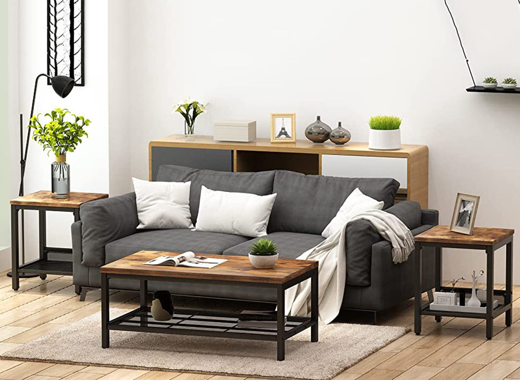 3 Pieces Coffee Table Set with 2 End Side Tables Y7096