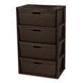 Brown 4 Drawer Plastic Storage Tower with Removable Bins P652267