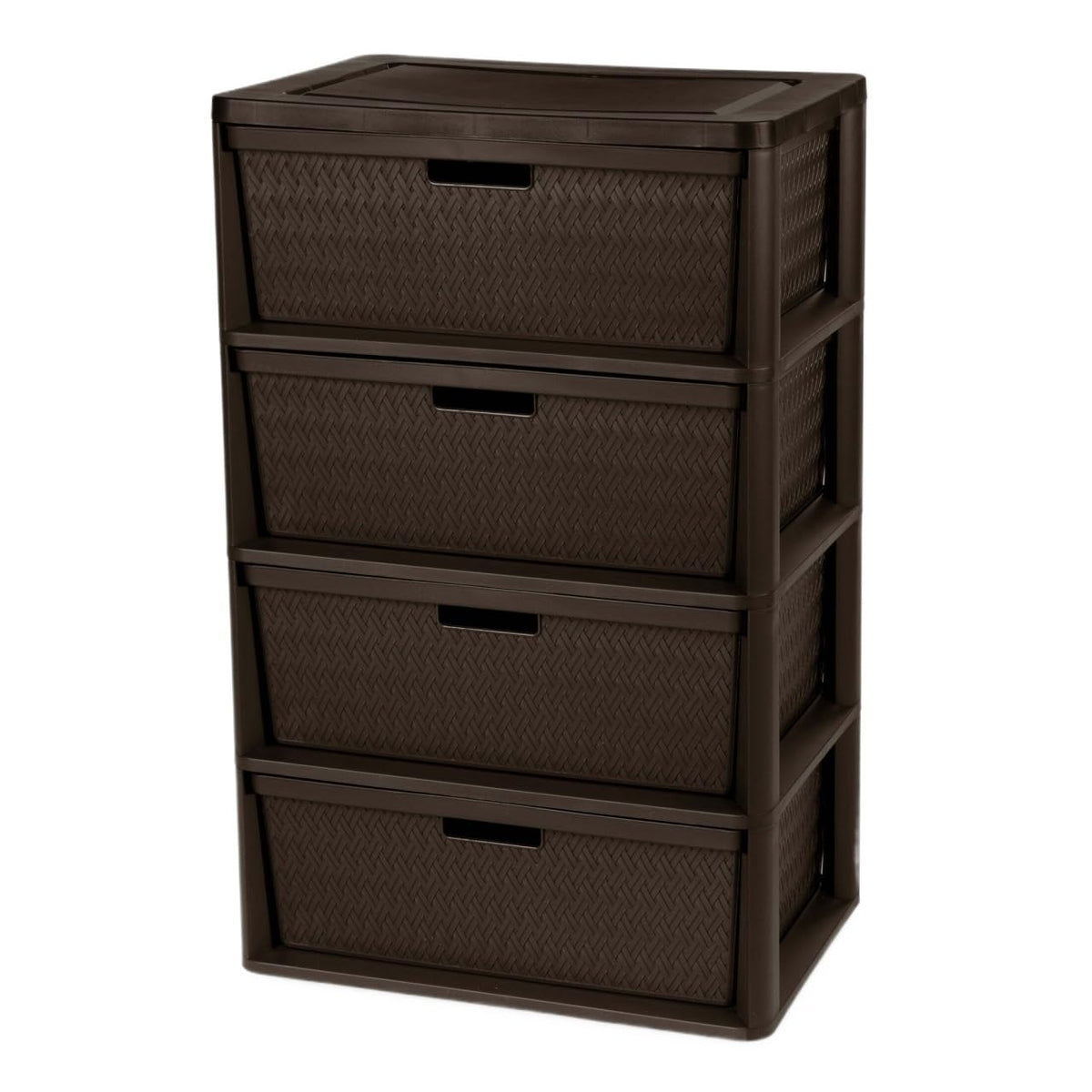 Brown 4 Drawer Plastic Storage Tower with Removable Bins P652267