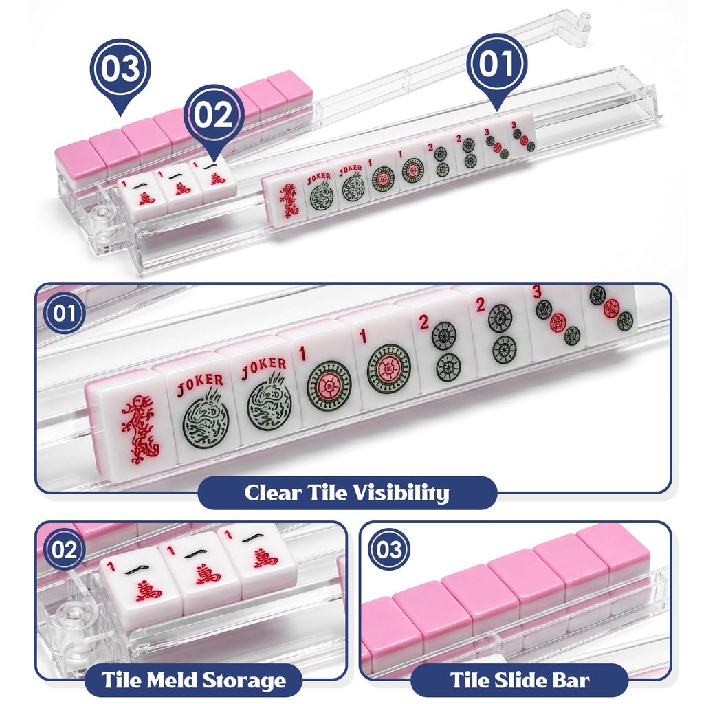 Clear Mahjong Racks with Pushers, 4-Pack M1427