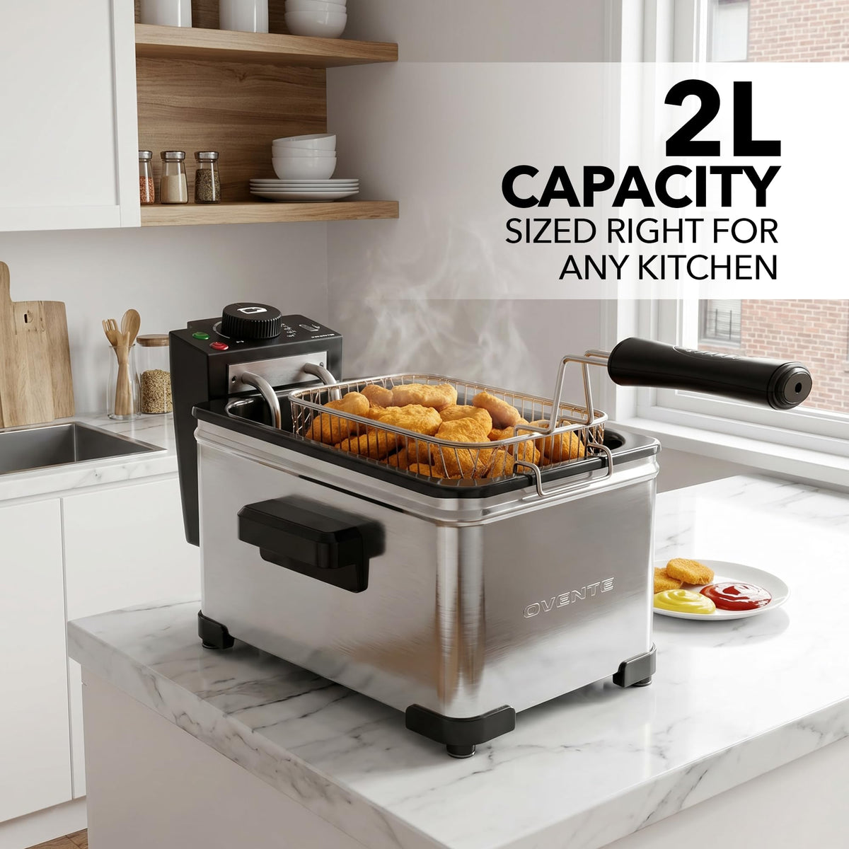 Electric Deep Fryer, 2L Capacity, 1500W, Silver T33242