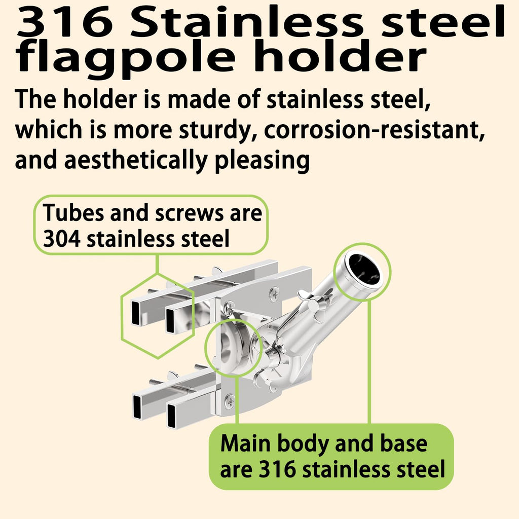316 Stainless Steel Flagpole Holder for 1-Inch Flagpoles T65563