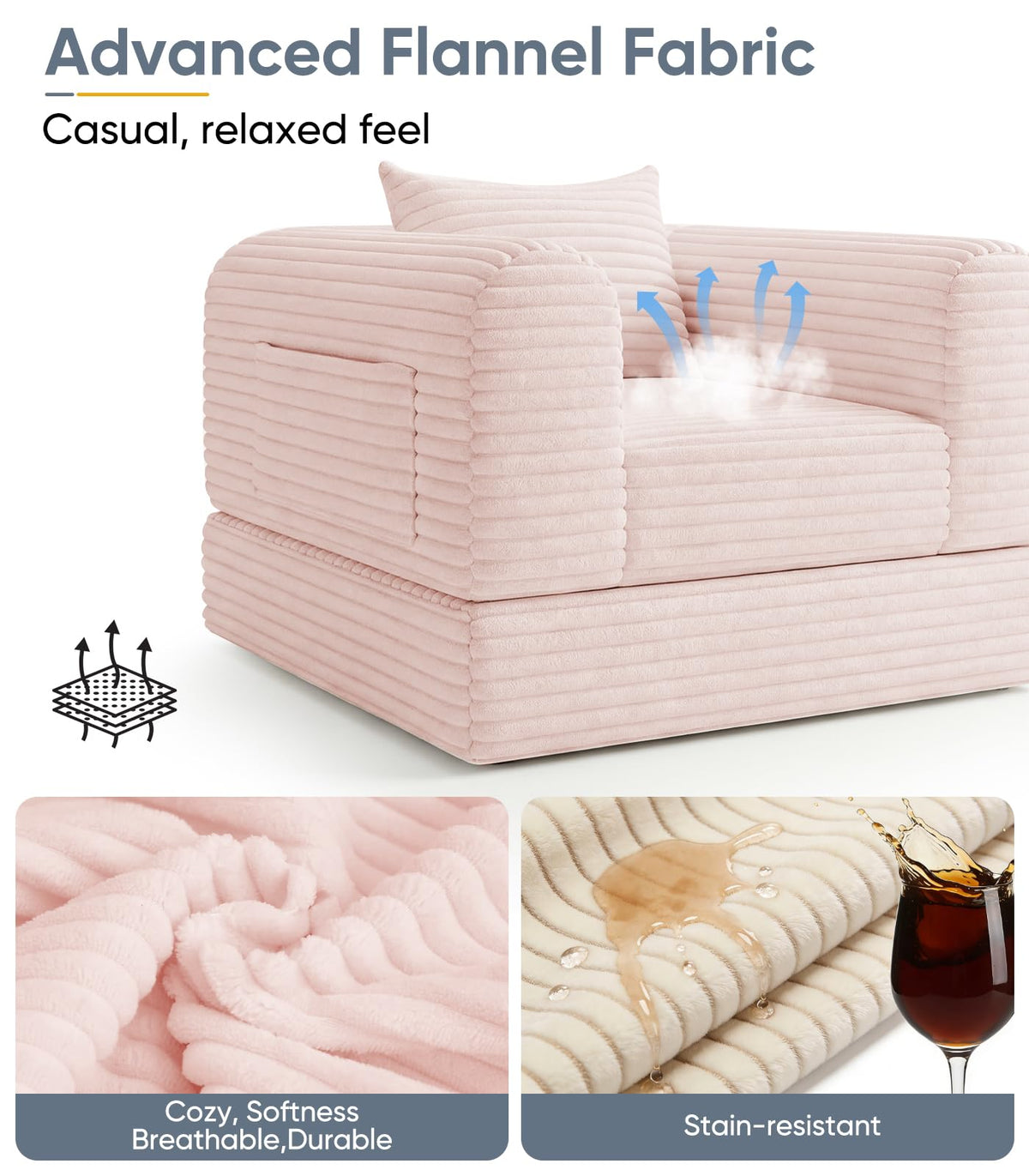 2 in 1 Convertible Sleeper Chair Folding Sofa Bed H3474