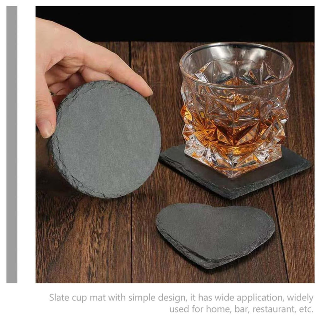 Black 12pcs Natural Stone Coaster Set G84336